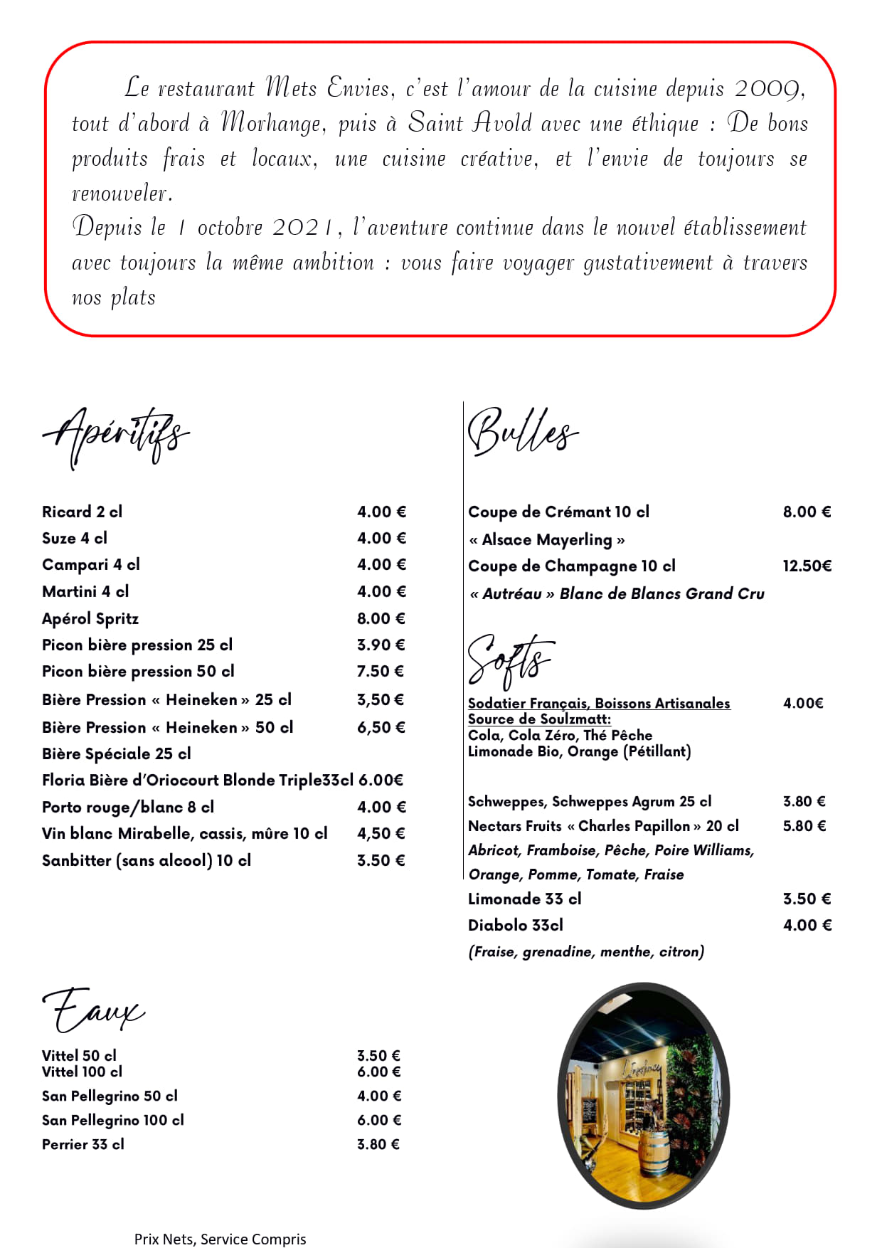 Apéritifs et boissons